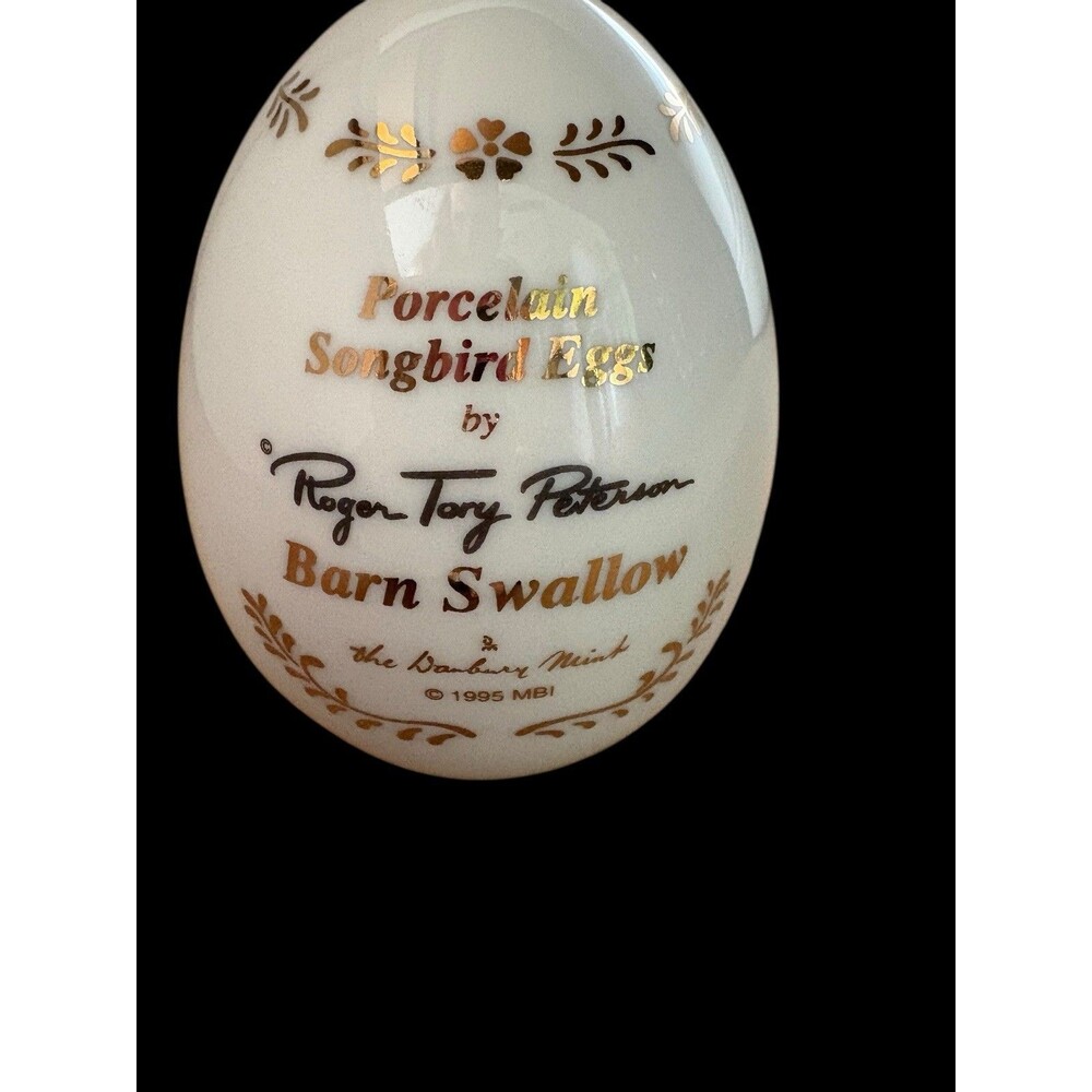 Roger Tory Peterson Porcelain Songbird Egg Barn Swallow Danbury Mint 1995 - Picture 5 of 6